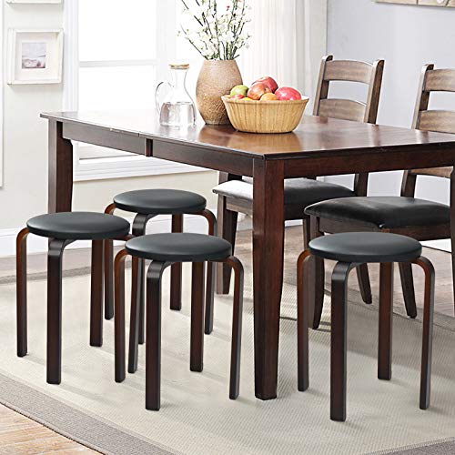 Image of COSTWAY 4-Pack 18.5-Inch Portable Stackable School Stools for Kids, Black