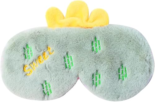 Bonita máscara de felpa para dormir, para niños, niñas y mujeres, ligera y suave, con los ojos vendados, oscurecimiento completo, cactus