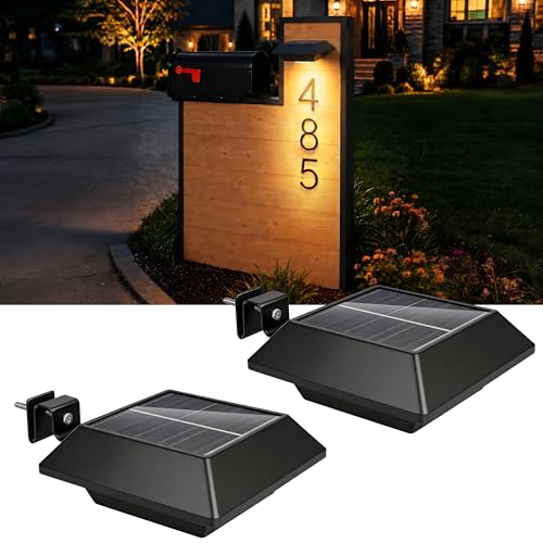 sooogd Solar Mailbox Light 2 Pack Mailbox Lights Solar Powered LED Address Lamp with Dusk to Dawn Waterproof Outdoor Mailbox Sign Light for House Numbers Roadside Post Front Yard Fence