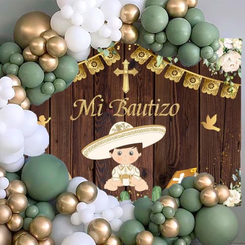 Fondo Fotográfico Mi Bautizo 8x6ft Blanco con Flores miniatura 3