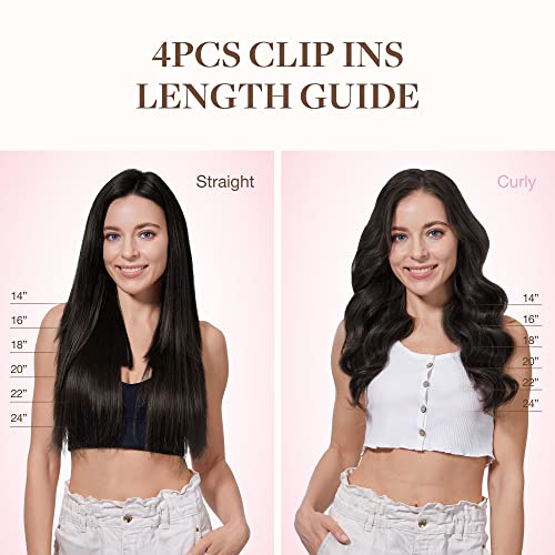 Image of GOO GOO Clip in Hair Extensions Real Human Hair, Remy Human Hair Extensions Clip ins for Women, Natural Human Hair, 18inch 70g 4Pcs, 2 Dark Brown