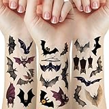 Bat Temporary Tattoos, 60 Pcs Halloween Tattoos for Kids, Halloween Costume Makeup, Birthday Party Supplies Decorations Favors and Prizes, Gifts for Boys and Girls