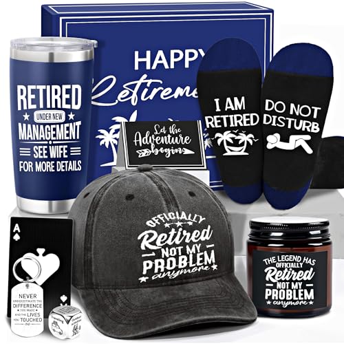 Retirement Gift Set for Men 2025 - Happy Retired Gifts for Dad, Grandpa, Coworker, Teachers, Boss,...