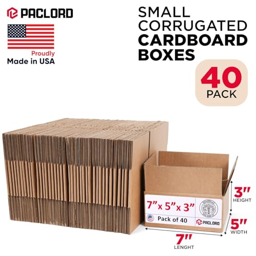 Image of Small Cardboard Boxes 7 inchL x 5 inchW x 3 inchH (Pack of 40) - USA-Made Packing Boxes for Moving, Shipping, or Storage - USPS, UPS, FedEx Approved - Professional Packing Supplies for Moving