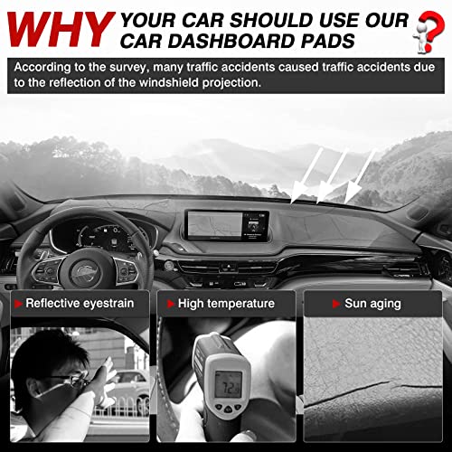 Image of Autorder Dashboard Cover Mat for Acura MDX 2022 2023 2024 Accessories Dash Cover Flannel Dash Mat Sunshade Glare UV Rays Protector