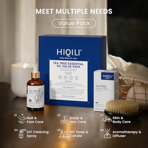 Image of HIQILI Tea Tree Oil Set - 1 fl oz (12 Pack), Bulk Pack for Biz Purchase | Ideal for Nail Care, Hair Care, Skin Care, Diffuser, DIY, Holiday Gift & Home Use