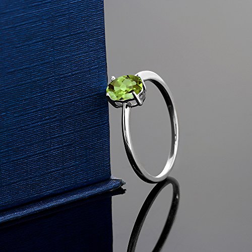 Gem Stone King 10K White Gold Gemstone Birthstone Solitaire Engagement Ring | Oval 7X5MM | Wedding Anniversary Promise Ring For Women | Available In Size 5, 6, 7, 8, 94