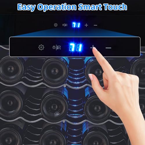 Image of Garvee Wine Cooler Refrigerator, Freestanding Compressor Wine Cellar, Compact Design, Single Glass Door, 32 Bottles, Digital LED Touch Control 41℉-64℉, for Red, White, Champagne or Sparkling Wine