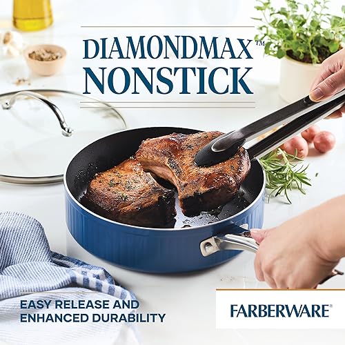 Farberware Style Nonstick Cookware Saute Pan with Lid, Dishwasher Safe, 3 Quart - Blue - image 6