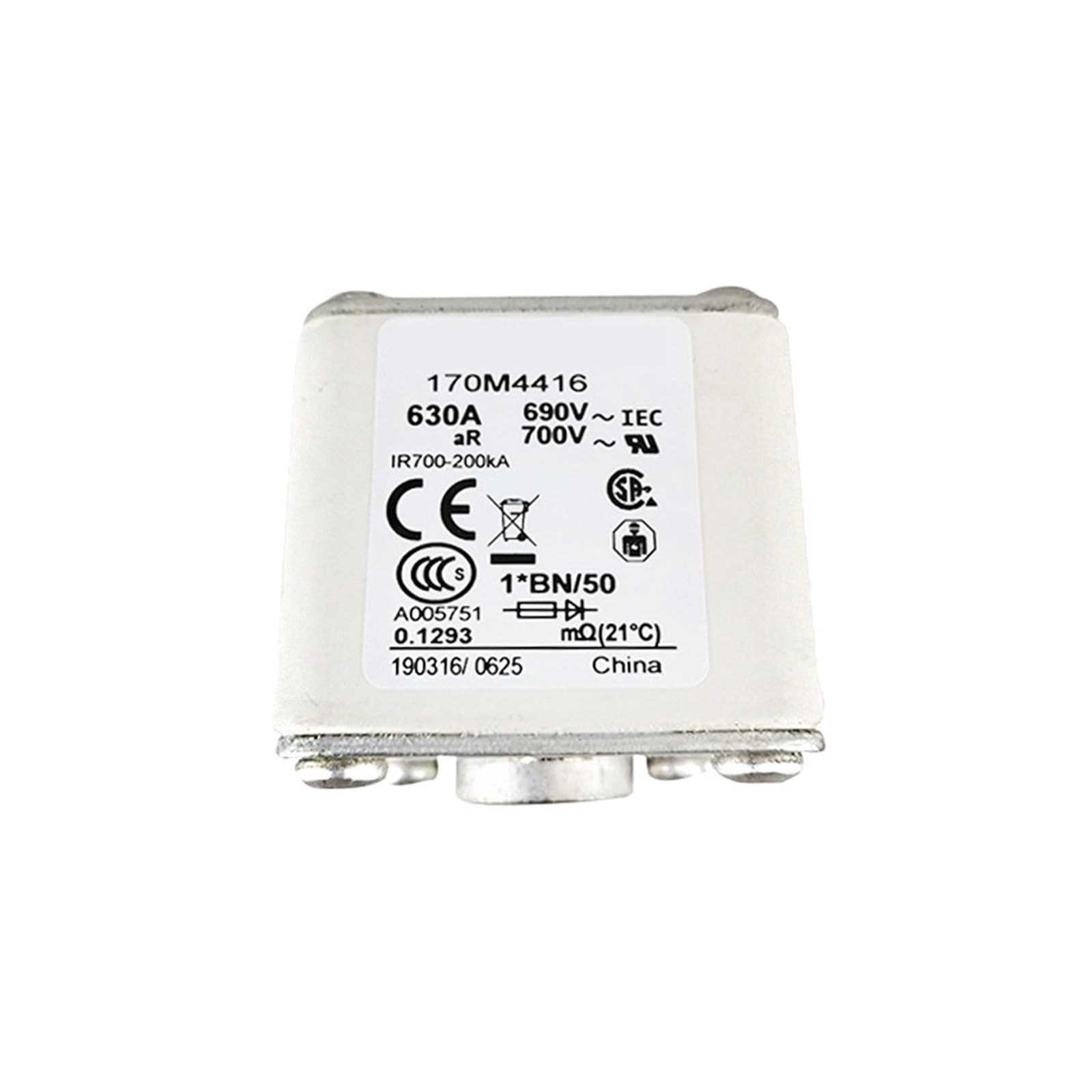 Fusible rapide 170M4416 1704415 AR 1000V 550A pour protection industrielle