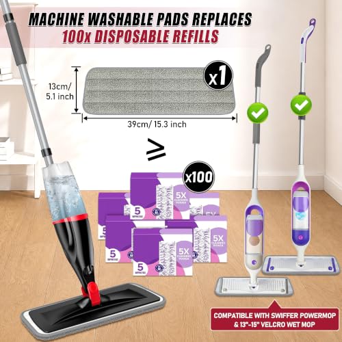 Image of Spray Mops for Floor Cleaning: Hardwood Floor Mop Wet Mop & 3 Washable Pads