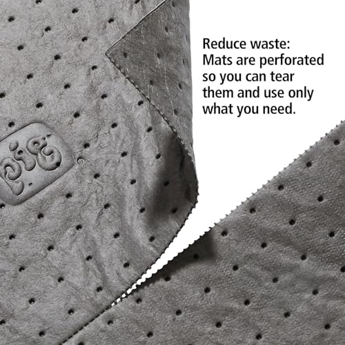 Image of PIG Absorbent Mat Pads in a Dispenser Box | Absorbs up to 12.8 oz per pad | 10 inch W x 13 inch L | Heavyweight | 100 Pads | MAT251