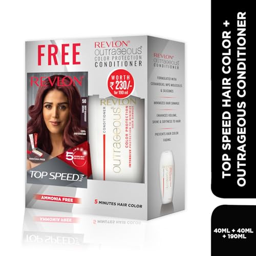 Image of Revlon Top Speed Hair Color For Woman - Deep Mahogany Brown 50 (with Outrageous Conditioner 190 ml)