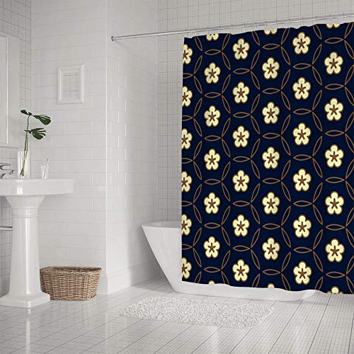 Rideau de douche avec 12 crochets inclus polyester imperméable rétro - 3