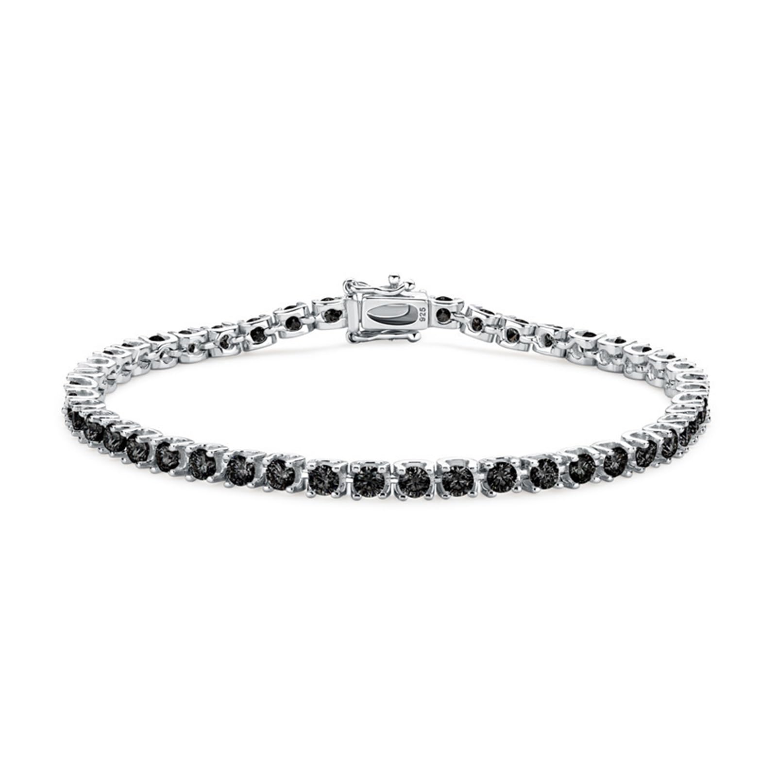 LYGBAOFUL Armband Armband925 Silber 4,6 Karat Moissanit Tennisarmband Damenschmuck 3 mm rundes Moissanit-Gliederkettenarmband 14 Karat Weißgold plattiert (grüne Farbe - 18,5 cm)