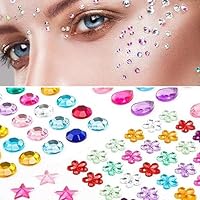 1200 Stück Glitzersteine Selbstklebend, 14 Bögen Acryl Strasssteine Sticker Verschiedene Formen Klebesteine Schmucksteine für Kinder DIY Handwerk Grußkarten