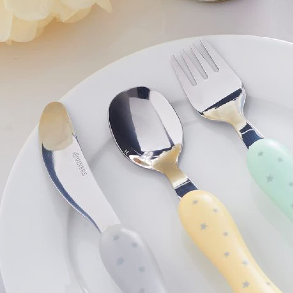 Viners Premium Kids Food Grade Stainless Steel Cutlery Set – 3 Pcs Easy Grip Flatware in Gift Box | Food Grade Forks and Spoons, Tableware for Boys, Girls, Kids 4