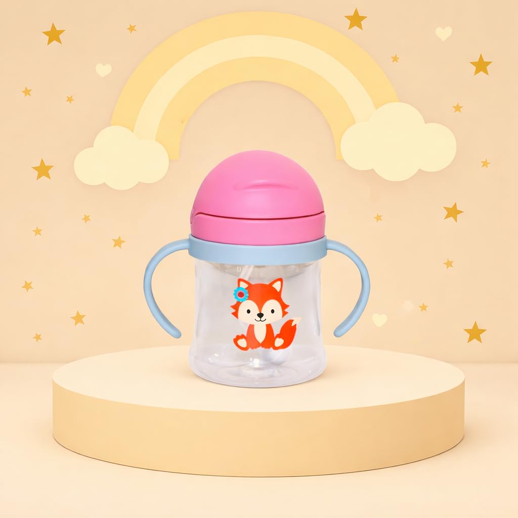 Alya The Cheeky Kidzz Premium Baby Straw Sipper 200ml for Feeding Water Milk Liquids Feeder Bottle (Design 612)-image-45