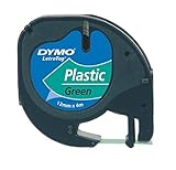 DYMO - S0721690/91224 DYMO Cassette Ruban LetraTag Polyester 12 mm x 4 m Noir sur Vert