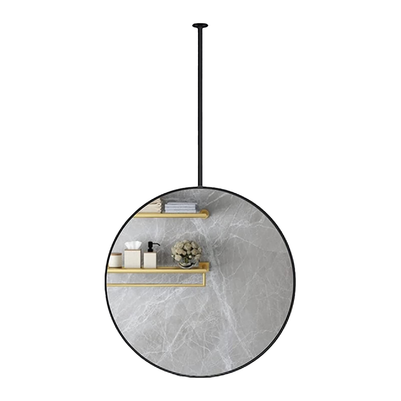 Miroir rond à suspendre au plafond grand miroir métal HD salle de bain et salon