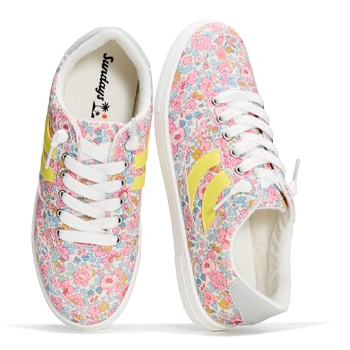 Image of Sundays Canvas Sneakers Women - Memory Foam Insole with Breathable Canvas Shoes for Women Footwear - Non-Slip with Lightweight and Comfortable Womens Sneakers