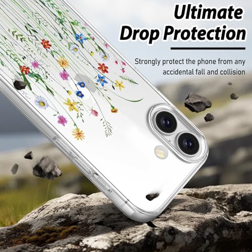Coque antichoc iPhone 17 transparente fleurs silicone souple ultra fine - 3