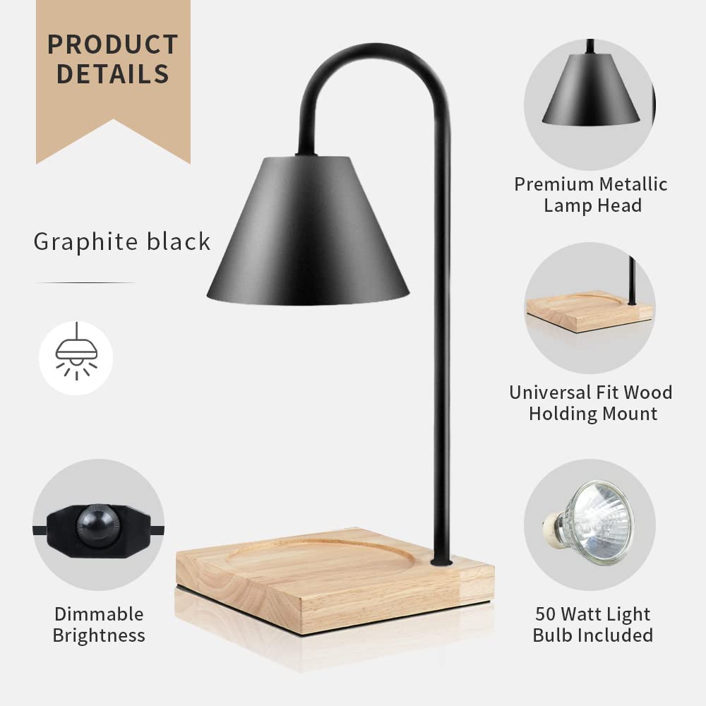 Lámpara de Calentador de Velas Eléctrico para Derretir y Fundir Cera - para Oficina en Casa, Dormitorio - Regalo (Enchufe de la UE, Negro)