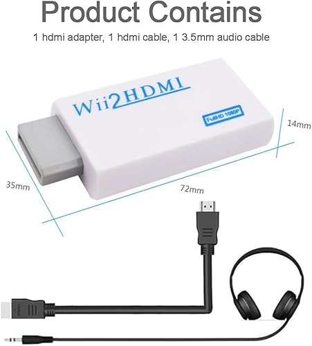 Miniatura 2 de JIUHCORY Convertidor Wii a HDMI, consola de juegos Wii conectada a monitor de TV de alta definición, por lo que HDMI Upscale a 720p o 1080p salida