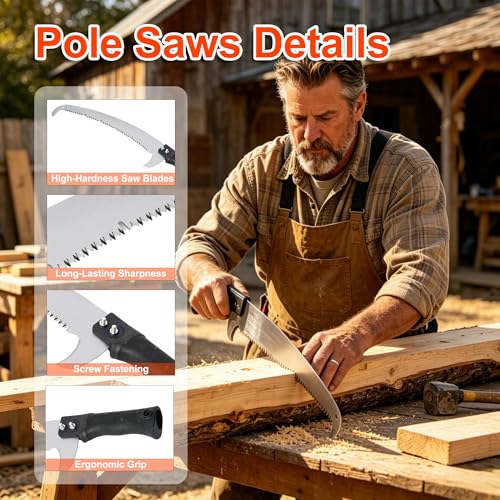 Image of AgiiMan 30FT Reach Pole Saws for Tree Trimming, Pole Saws with 5-24FT Telescoping Extension Pole Pruning Pole Saw with 24 inch Blade Manual Pole Saw for Tree Pruning Forestry Yard Garden, and Patio