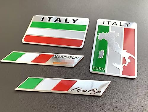 Image of 4pcs Italy Italian Flag Emblem Decal Stickers,Italy National Flag Decal Patriotic Badges for Cars Trucks SUV Bumper Window Fender