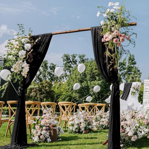 Rideaux transparents pour arche de mariage drapé fluide noir de fête prénatale