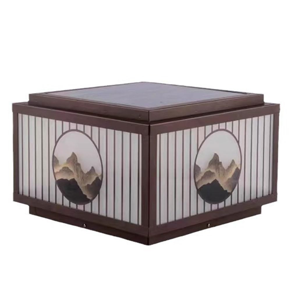 KUEYANB Outdoor Courtyard Light Fixture Modern Waterproof Villa Wall Garden Pillar Light Wired Lantern Column Lamp Retro Chinese Style Porch Pillar Lamp Minimalist Square Entrance Lighting Fixture
