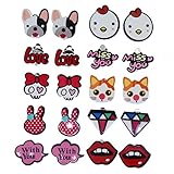 Cute Cartoon Art Clip-on Earrings Gift Set, Pack of 10 Pairs, for Kids Teen Girls Womens