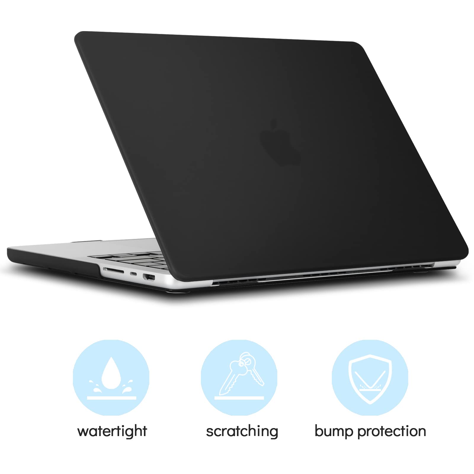 TECOOL Custodia per MacBook PRO 16 Pollici 2023 2021 A2991 A2780 A2485 con Chip M3 M2 M1 Pro/Max, Case Cover Opaca Rigida Plastica Ultrasottile e Copritastiera Silicone Italia Layout, Nero