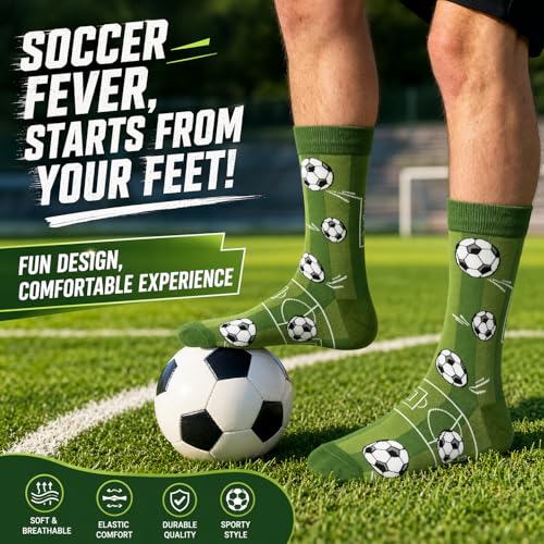 BISOUSOX Mens Funny Soccer Socks, World Cup Novelty Football Crew Socks, Cool Soccer Gifts for Men, Dad, Husband, Soccer Lovers & Fans — view 6