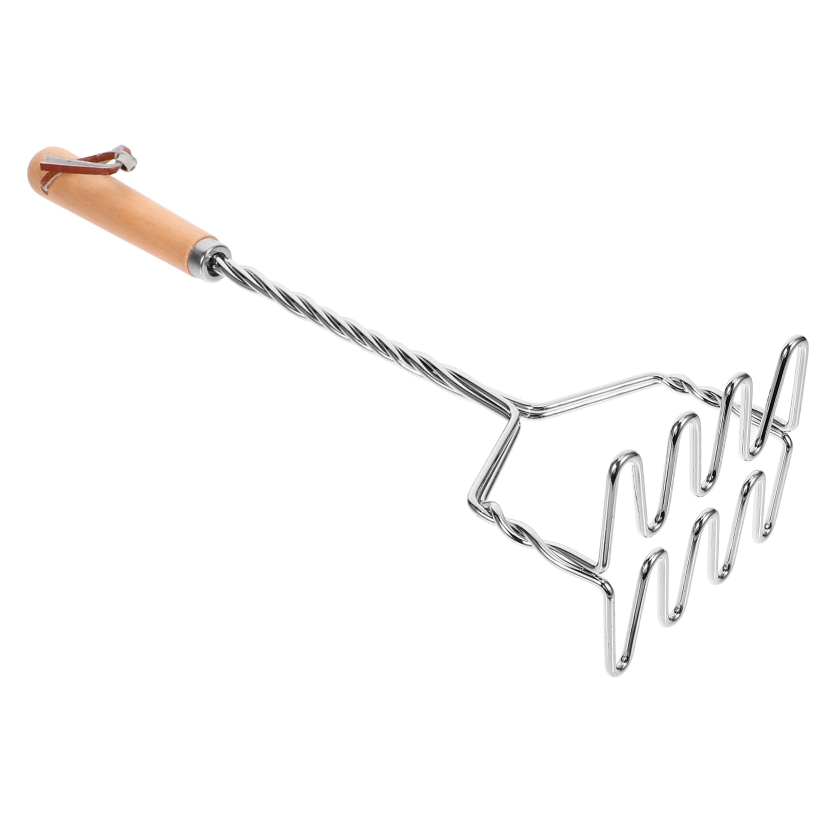 Unomor Wood Handle Stainless Steel Potato Masher for Home and Restaurant Use Versatile Potato Crusher Tool for Making Mashed Potatoes Fruit Vegetable Purees Kitchen Supply