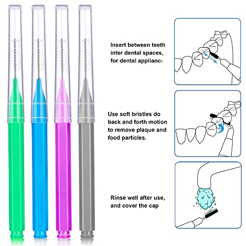 Image of Patelai 100 Pcs Braces Dental Brushes,Attractive Colors,Multiple Sizes | Interdental Toothpick Bristle Dental Picks for Cleaner Tooth Flossing Head Oral Hygiene Flosser Toothpick Cleaners Tooth Tool