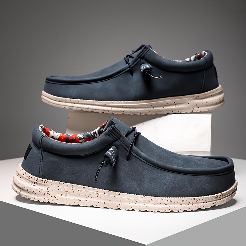 Men's Casual Shose Slip-On-Comfortable Fashion, PU Upper, Fabric Lining, MD Sole, Square Toe, Solid Color, Versatile for All Seasons, Oversized, Sports2