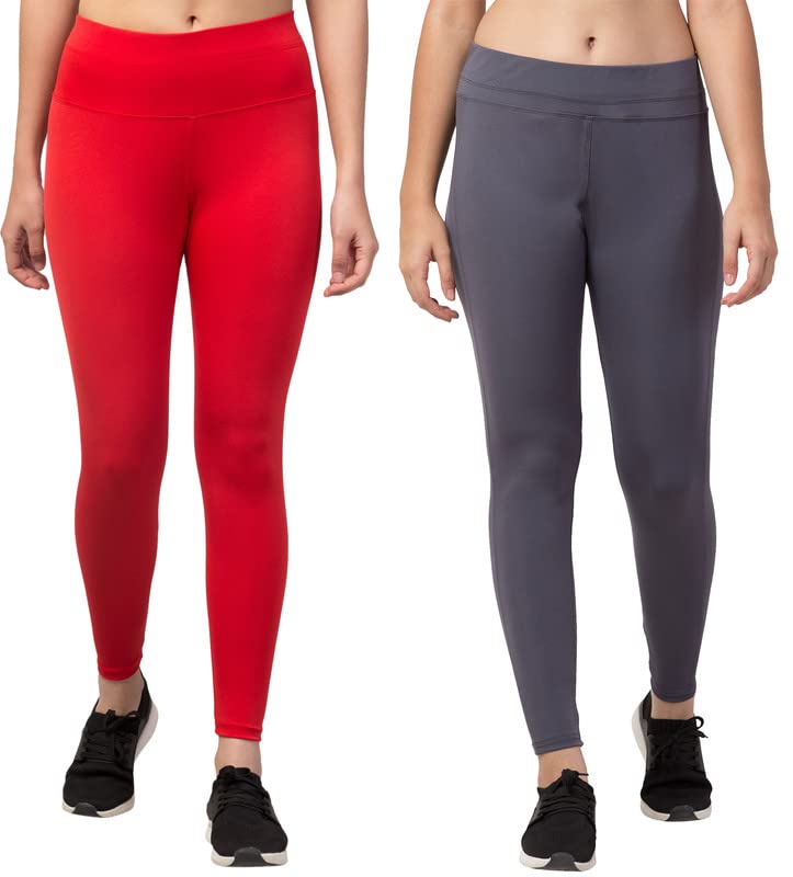 Image of BLUECON Gym wear Leggings Ankle Length Workout Pants | Stretchable Tights | Mid Waist Sports Fitness Yoga Track Pants for Girls & Women (Pack of 2)