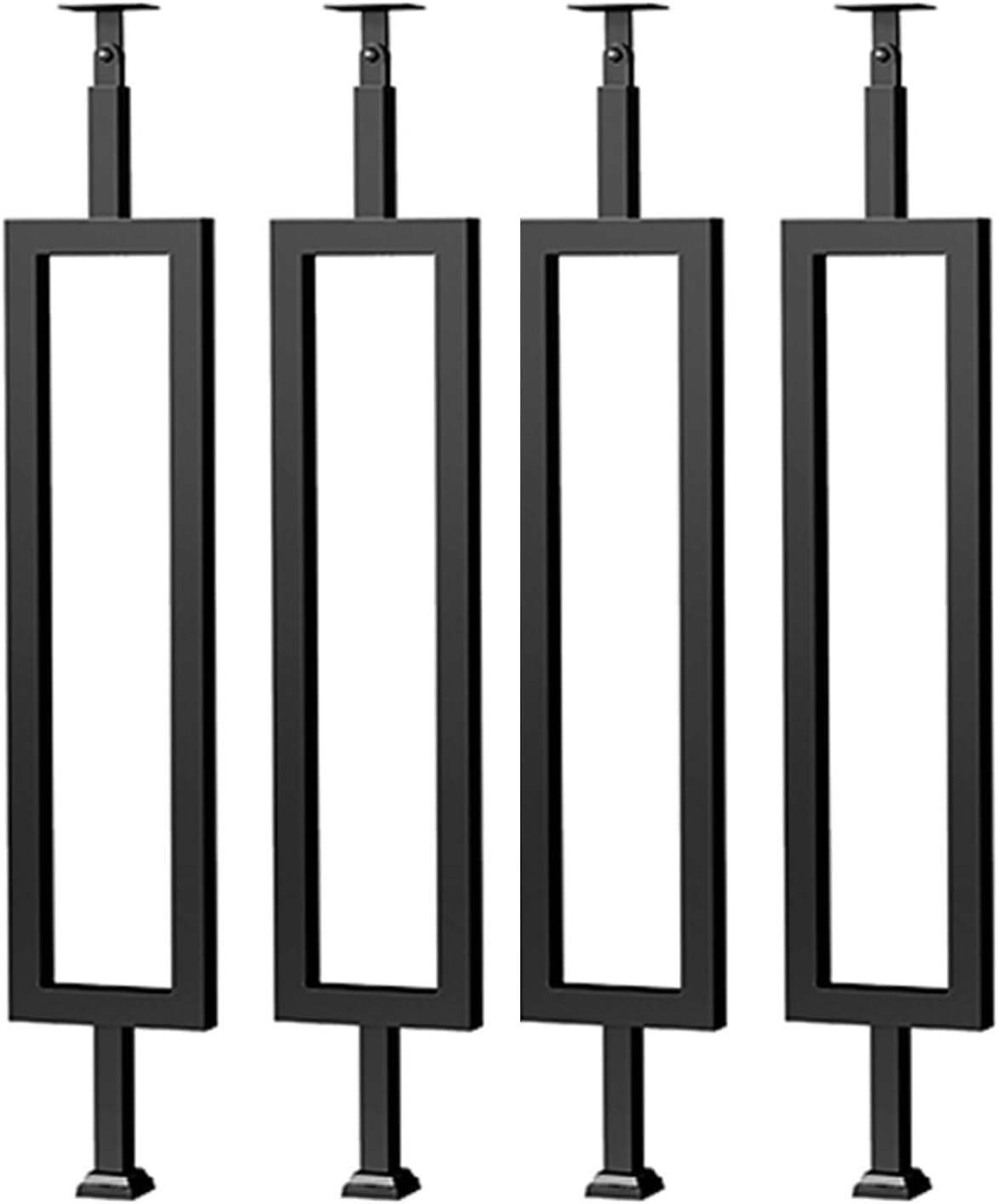 Rambarde d'escalier noire de type D avec 4 poteaux de balustre en métal de 85 cm de haut