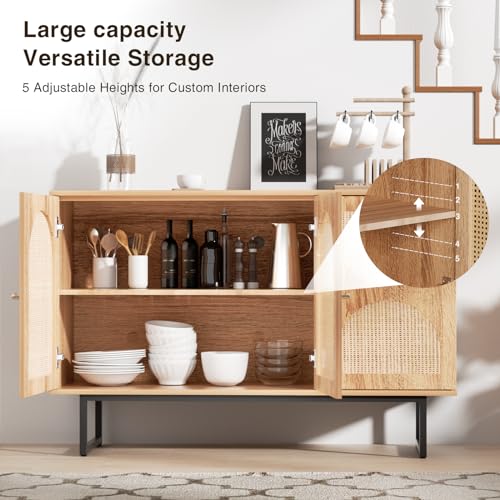 Fivewillowise Rattan Sideboard Buffet Cabinet With Storage thumb #5