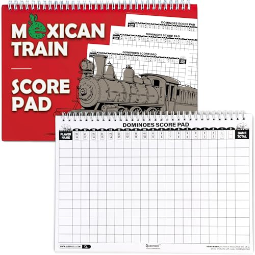 Queensell Jumbo Double 12 Dominoes Set + Mexican Train Score Pads miniatura 5