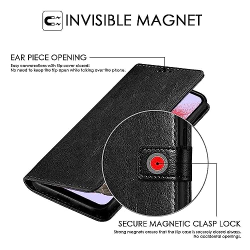 Image of WOW IMAGINE Shock Proof Flip Cover Back Case Cover for Samsung Galaxy M34 5G | F34 5G (Flexible | Leather Finish | Card Pockets Wallet & Stand | Black)