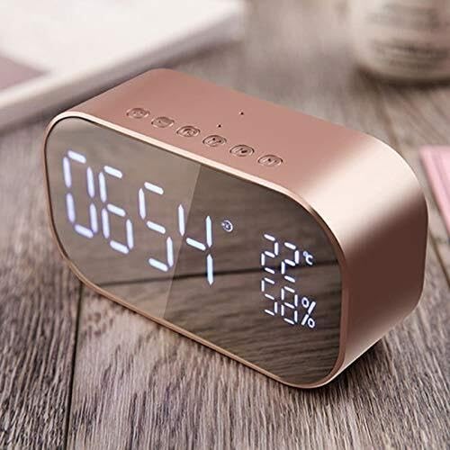 HUANGYANGZ Multi-Function LED Digital Mirror Alarm Clock with Temperature Display Night Light USB Desk Clock for Bedroom Office