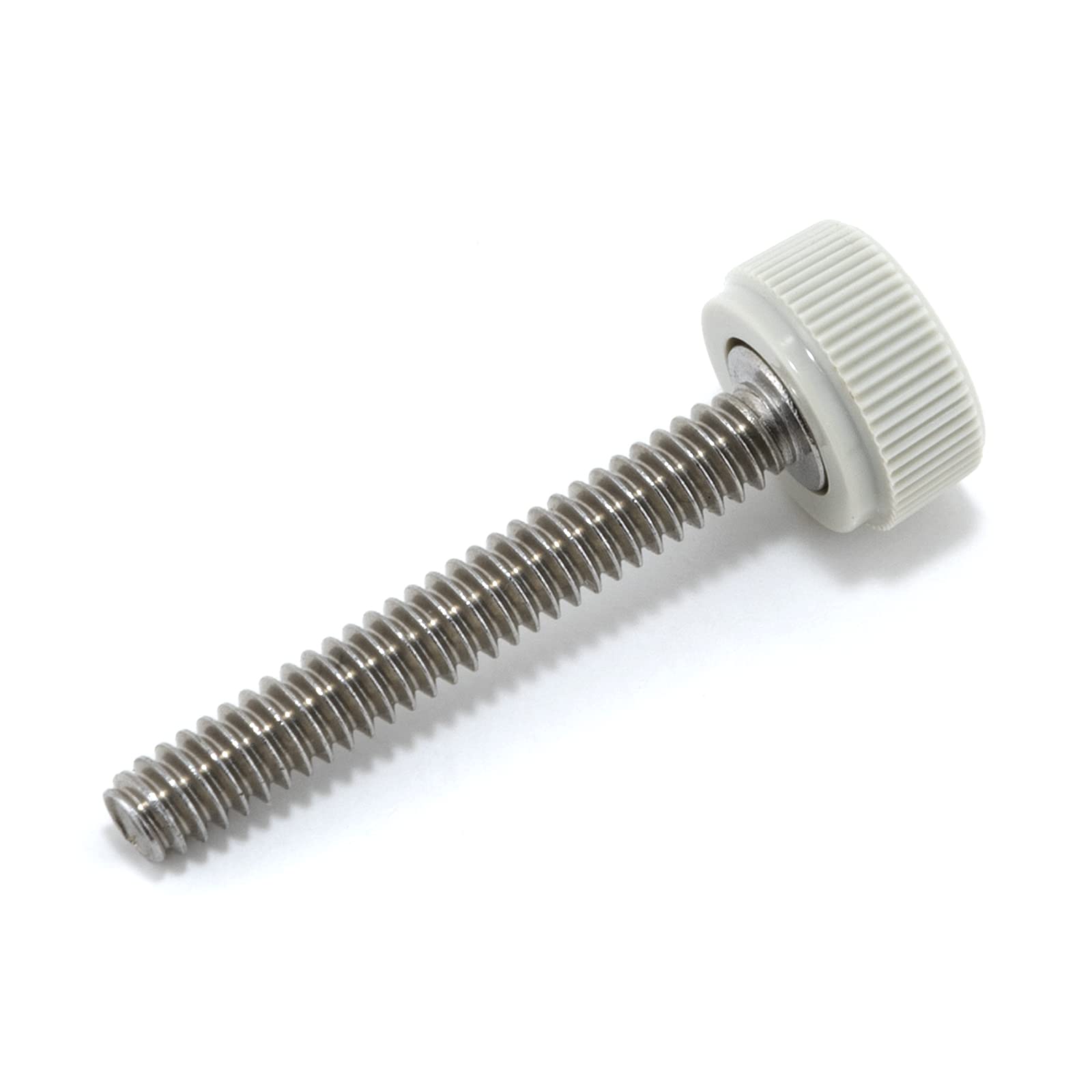 #6-32 x 1 Thumb Screw Stainless Steel - Gray Knurled Round Plastic Knob - Standard/Coarse Thread Thumbscrew - Length: 1.000" - Proudly Built in USA -