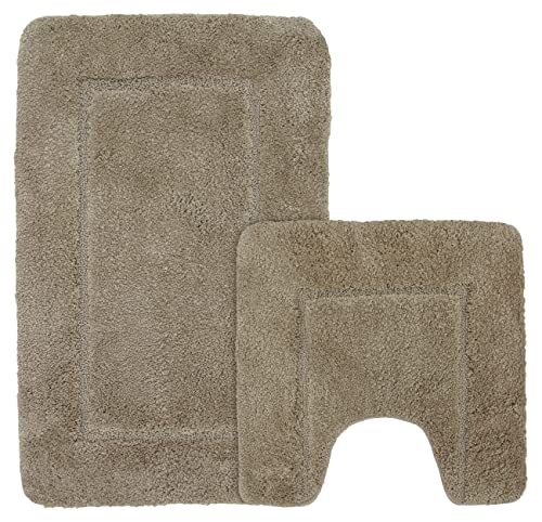 Velosso Super Soft Microfibre High Density Bath Mat Pedestal Mat Set Anti Slip Super Absorbent (Natural), Double