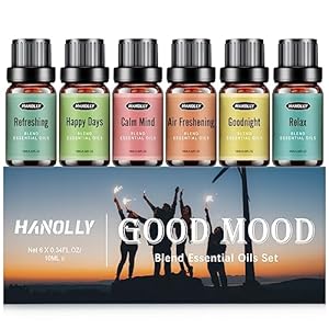 Essential Oils Blend Set, Fragrance Oil Aromatherapy Essential Oils Kit for Diffuser (6x10ML) – Happy Days, Air Freshening, Relax, Goodnight, Refreshing, Calm Mind Aromatherapy Oils