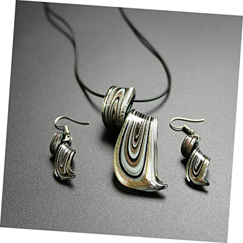 Collier en or avec pendentif et boucles d'oreilles pendantes bijoux noirs - 6