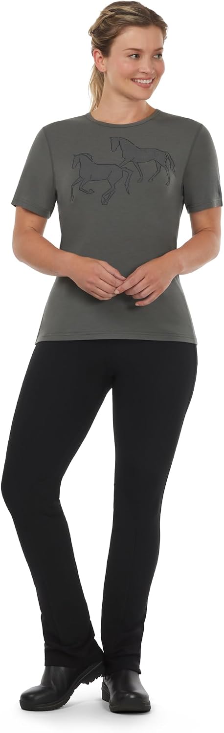 Kerrits Women's On The Double Horse Tee – Ultra-Wicking, Soft, Breathable Casual Top with Horse Print Design