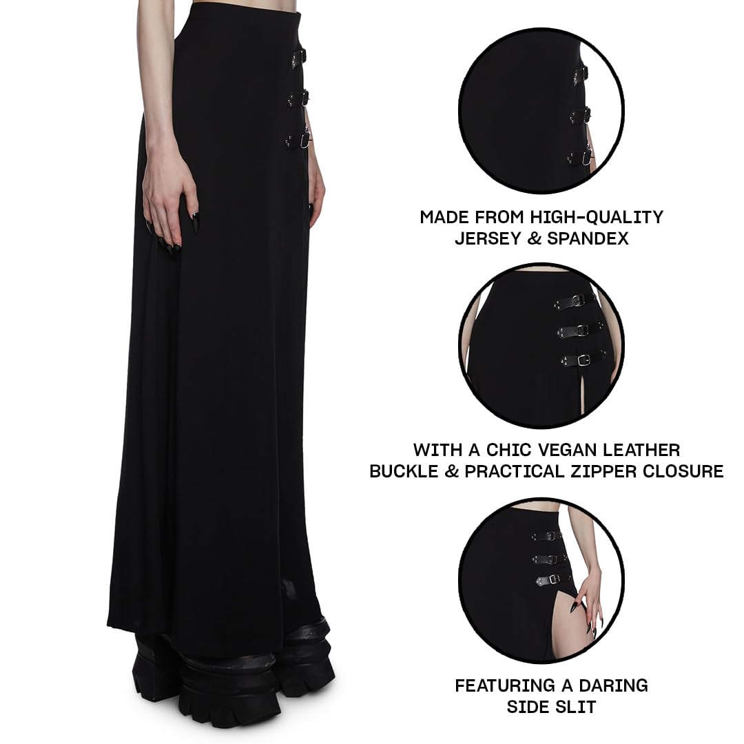 Dolls Kill Twilight Doom Maxi Skirt by Widow - Gothic Skirt with Side Slit and Zipper Closure, Perfect for Any Occasion